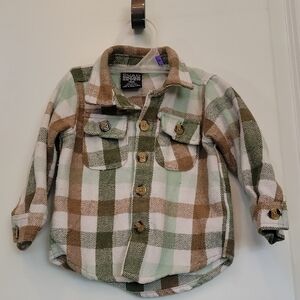 18 Month Plaid Kids Flannel Shirt - Green and Brown BY Quad Seven